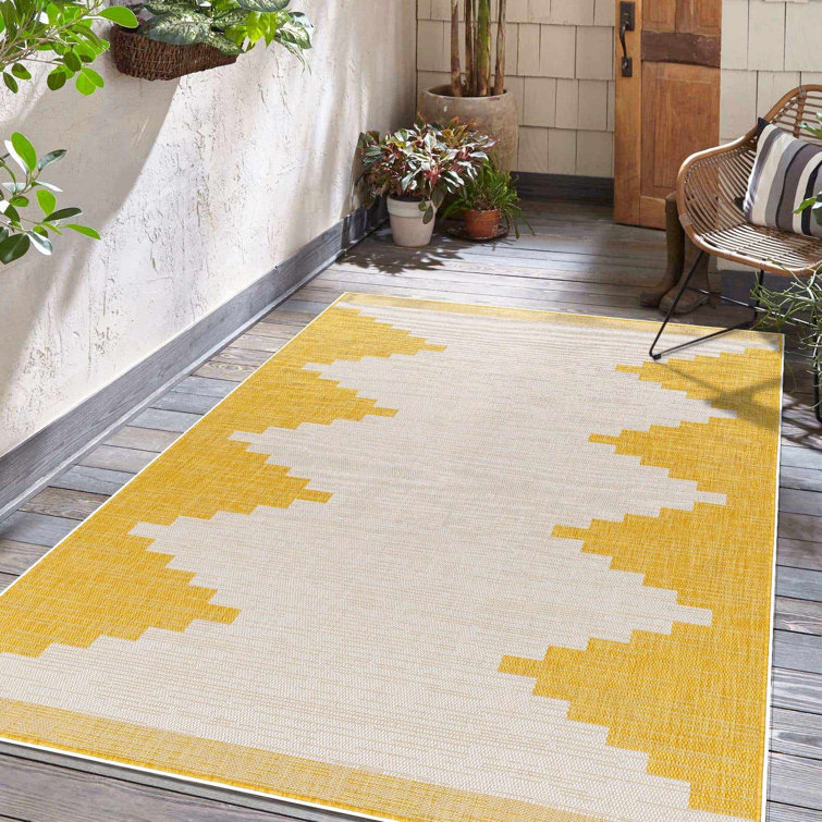 The Twillery Co.® Granby Yellow Outdoor Area Rug & Reviews Wayfair
